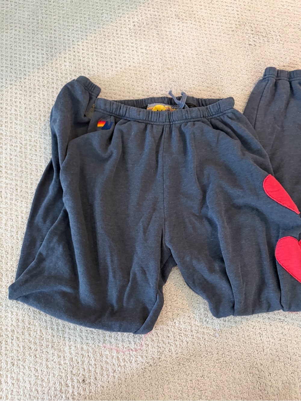 Aviator Nation Charcoal Sweat Set with Red Heart Patches - Picture 3 of 3